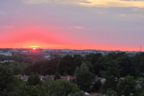 Pięknie wygląda to różowe niebo